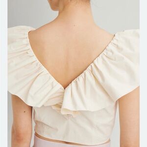 Johanna Ortiz Cream Ruffle Blouse